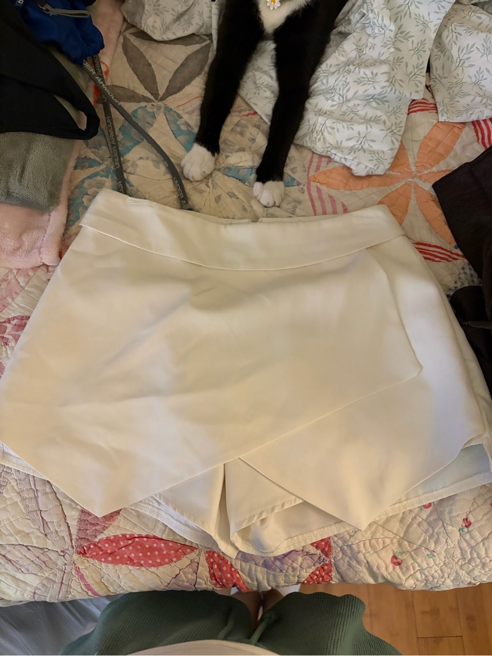 Classic White Asymmetrical Mini Skort